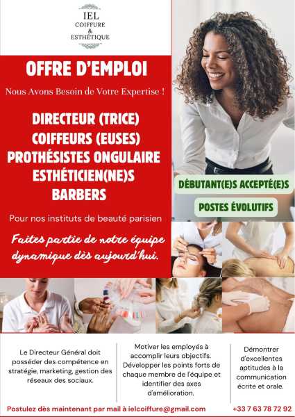 Recrute coiffeurs coiffeuses esthéticiennes paris