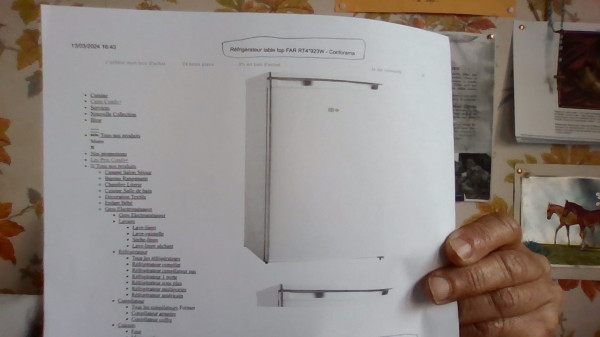 Refrig&eacute;rateur table top far