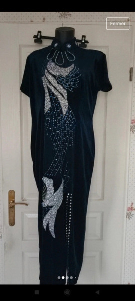 Robe en velours bleue marine taille xxl