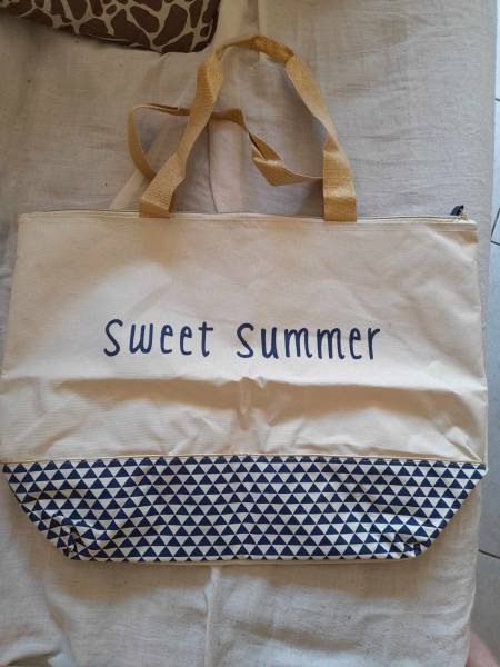 Sac de plage / sac cabas crème " sweet summer "