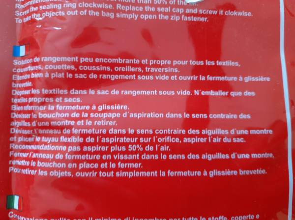 Vente Sac de rangement sous vide pamex