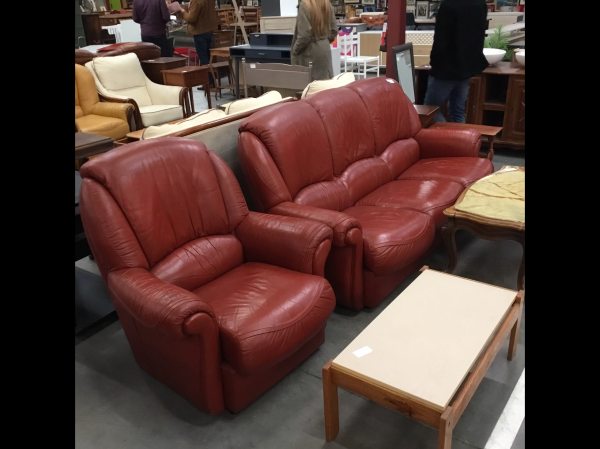 Banquette 3 places couleur terracota