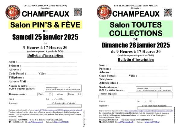 Vente Salon du pin's &amp; fève le 25/01/2025 à champeau