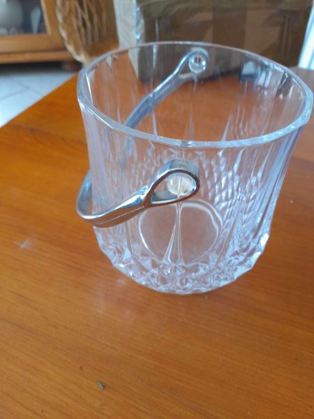 Sceau &agrave; gla&ccedil;on en verre - anse en m&eacute;tal pas cher