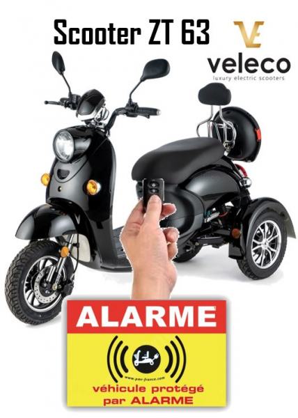 Scooter &eacute;lectrique 3 roues zt63 veleco 650 watts