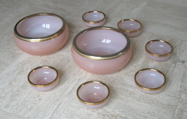 Service &agrave; dessert en opaline de cristallin vintage