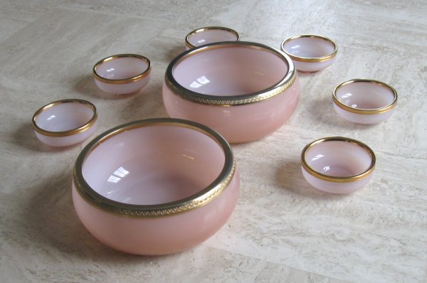 Vente Service &agrave; dessert en opaline de cristallin vintage