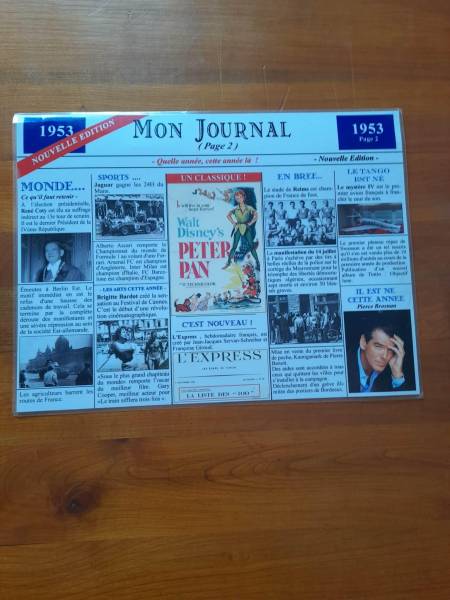 Vente Set de table année 1953 - mon journal - plastifié
