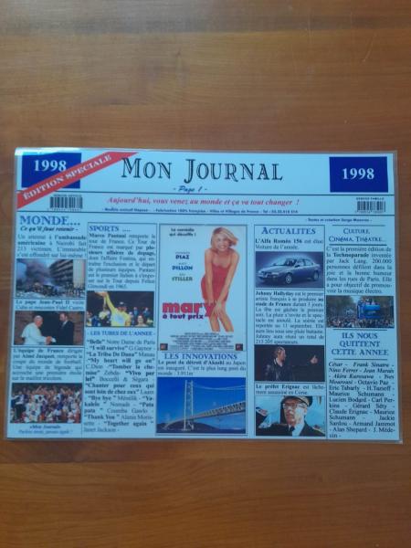 Set de table année 1998 - mon journal - plastifié