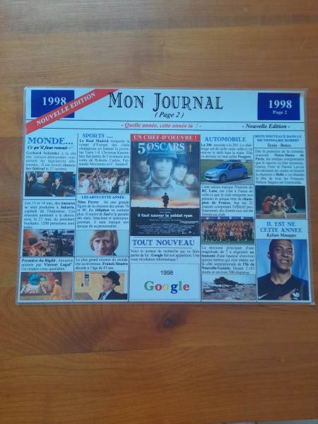 Vente Set de table année 1998 - mon journal - plastifié