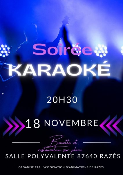 Soirée karaoké le 18 novembre à partir de 20h