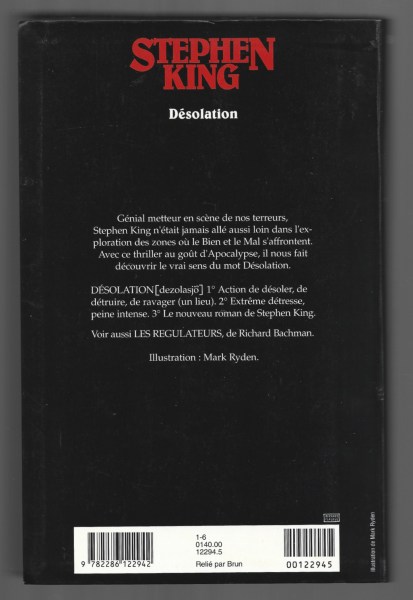 Vente Stephen king  d&eacute;solation