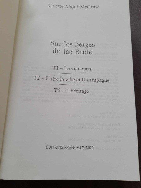 Vente Sur les berges du lac brul&eacute; ( l'int&eacute;grale )