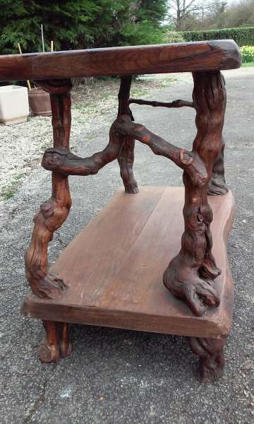 Vente Table 2 plateaux pieds ceps de vigne h 0.68 l 0.80