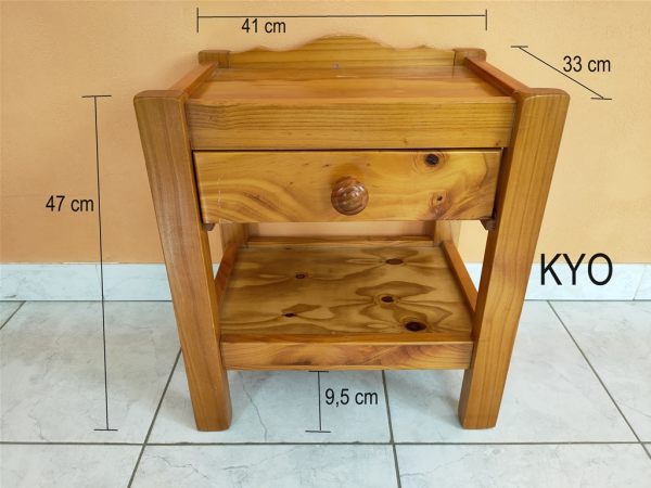 Table chevet bois, tiroir, l.41 x p.33 x h.47 cm