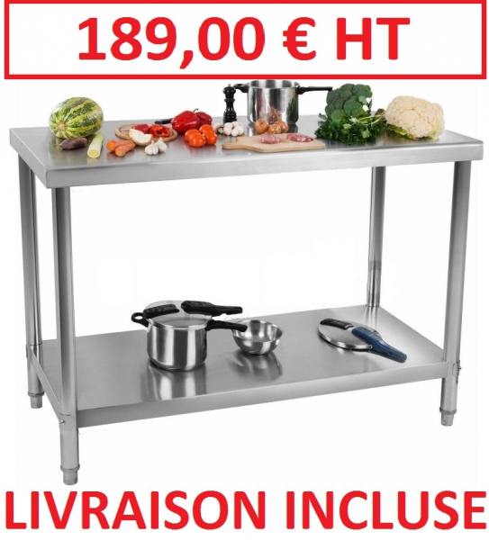 Table en inox centrale 100 x 70 cm   *en promo