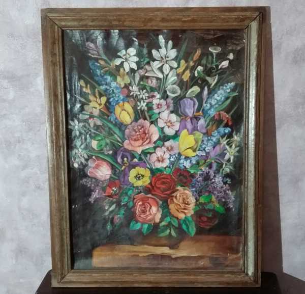Tableau bouquet de fleurs - peinture toile