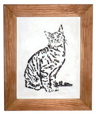 Tableau en mosaique "chat assis"