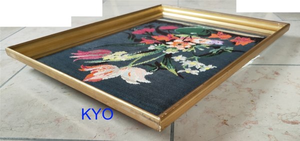 Tableau tissé bouquet fleurs broderie point croix pas cher