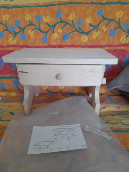 Tabouret de cirage &agrave; tiroir en bois