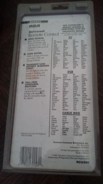 Vente T&eacute;l&eacute;commande universel rca