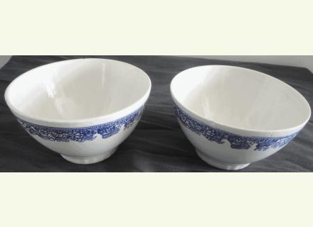 2 bols avec d&eacute;cor bleu.