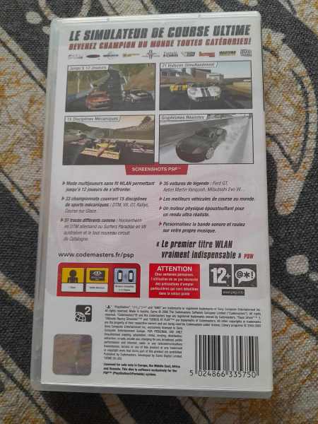 Annonce Toca race driver 2 - jeux psp - avec notice