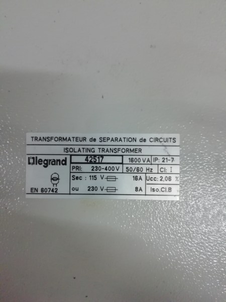 Vente Transformateur isolation circuits legrand 1600 va