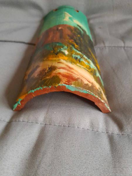 Tuile d&eacute;corative incurv&eacute; - peinture &agrave; la main pas cher