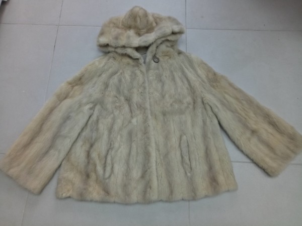 Veste large en vison, couleur beige pas cher