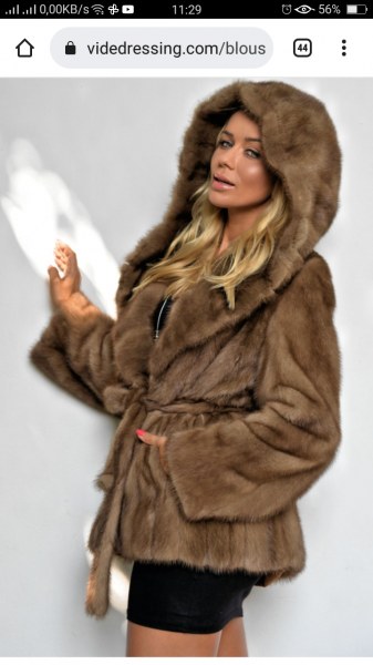 Vente Veste ou manteau court à capuche, vison d'élevage