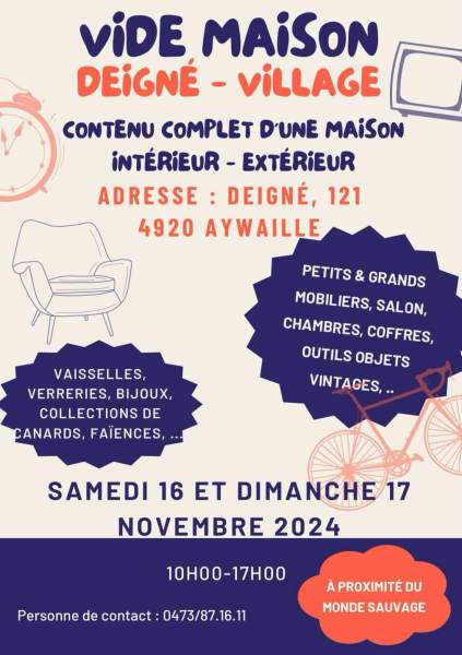 Vide grenier sam 16 et dim 17/11 deigné 121 4920