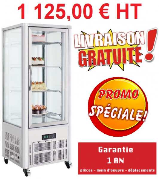Vitrine &agrave; p&acirc;tisserie sur roulettes 400 litres neuf
