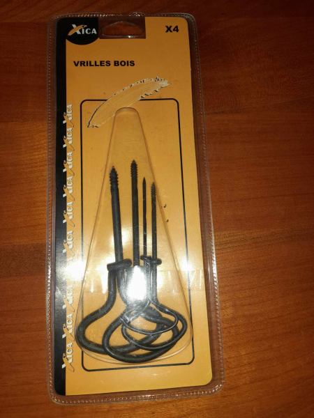 Vrilles &agrave; bois m&eacute;tal 4 pi&egrave;ces- xica diam&egrave;tre non s